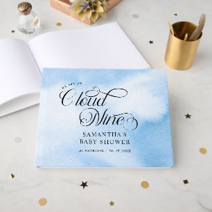 Moderne Waterverf Blauwe Wolk Negen Baby shower Gastenboek