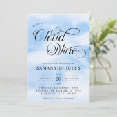 Moderne Waterverf Blauwe Wolk Negen Baby shower Kaart (Staand voorkant)