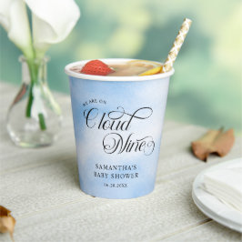 Moderne Waterverf Blauwe Wolk Negen Baby shower Papieren Bekers