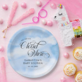 Moderne Waterverf Blauwe Wolk Negen Baby shower Papieren Bordje (Feest)