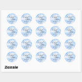 Moderne Waterverf Blauwe Wolk Negen Baby shower Ronde Sticker (Vel)