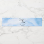 Moderne Waterverf Blauwe Wolk Negen Baby shower Waterfles Etiket (Enkel label)