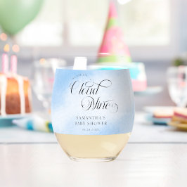 Moderne Waterverf Blauwe Wolk Negen Baby shower Wijnglas Zonder Voet