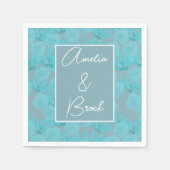 Moderne Waterverf Blauwgroen blauw Floral Design W Servet (Voorkant)