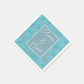 Moderne Waterverf Blauwgroen blauw Floral Design W Servet (Hoek)