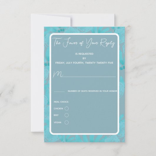 Moderne Waterverf Blauwgroen blauw ontwerp RSVP Kaartje (Voorkant)