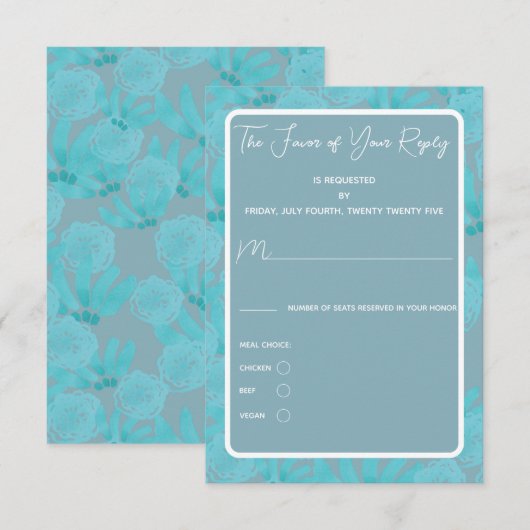 Moderne Waterverf Blauwgroen blauw ontwerp RSVP Kaartje (Voorkant / Achterkant)