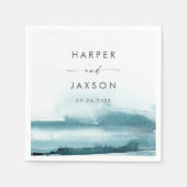 Moderne Waterverf | Blauwgroen bruiloft Napkins Servet (Voorkant)