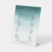 Moderne Waterverf Blauwgroen Business Salon prijsl Reclamebord Met Voetstuk (Voorkant)