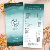 Moderne Waterverf Blauwgroen Business Salon prijsl Reclamekaart