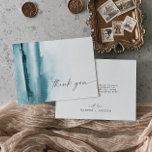 Moderne Waterverf | Blauwgroen creditcard Bedankkaart<br><div class="desc">Deze moderne, blauwgroen waterverf is perfect voor een stijlvolle hedendaagse bruiloft. Het minimalistische, klassieke en elegante design-collectie biedt eenvoudige penseelstreken in de waterkleur in juwelen. Pas de achterzijde van de kaart aan met uw namen en een dankjewel bericht. Alternatief, verlaat de de sectiesblanco van de sjabloon van het dankjewel-bericht om...</div>