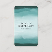 Moderne Waterverf Blauwgroen Designer Foto Elegant Visitekaartje (Voorkant)