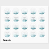 Moderne Waterverf | Blauwgroen envelopzegels voor  Ronde Sticker (Vel)