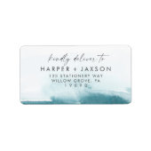 Moderne Waterverf Blauwgroen huwelijk RSVP-adresla Etiket (Voorkant)