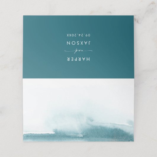 Moderne Waterverf | Blauwgroen Kaarten met een buf Plaatskaartje (Buitenkant ongevouwen)