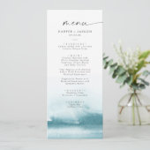 Moderne Waterverf | Blauwgroen menu Binddromen (Staand voorkant)