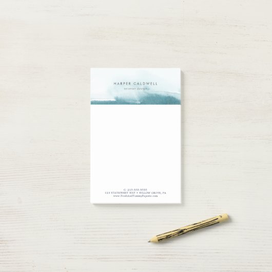 Moderne Waterverf | Blauwgroen Post-it opmerkingen Post-it® Notes (Op bureau)