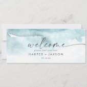 Moderne Waterverf | Blauwgroen schuifkoptekst (Achterkant)