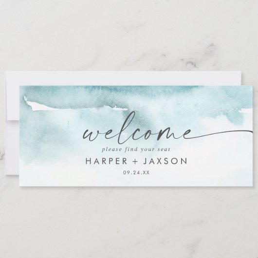 Moderne Waterverf | Blauwgroen schuifkoptekst (Voorkant)