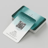 Moderne Waterverf Blauwgroen sociale media QR-code Visitekaartje