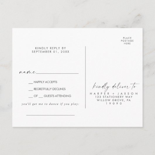 Moderne Waterverf | Blauwgroen Song Request RSVP Uitnodiging Briefkaart (Achterkant)