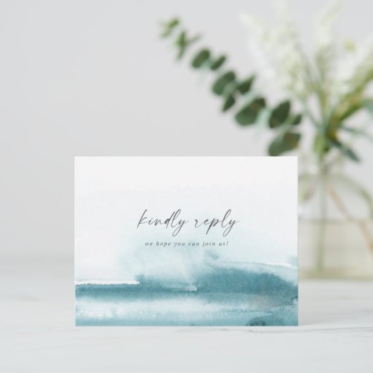 Moderne Waterverf | Blauwgroen Song Request RSVP Uitnodiging Briefkaart (Staand voorkant)