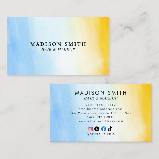 Moderne Waterverf | BLAUWGROEN VISITEKAARTJE (Voorkant / Achterkant)