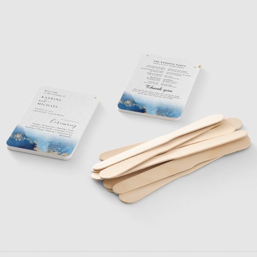 Moderne Waterverf | Blauwgroen weddenschapsprogram Handwaaier (Niet-gemonteerd)