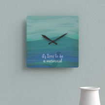 Moderne Waterverf Blauwgroen Zeemeermin Silhouet C