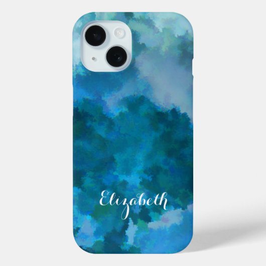Moderne waterverf blauwgroene sjabloon voor aangep Case-Mate iPhone case (Achterkant)