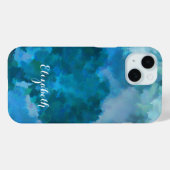 Moderne waterverf blauwgroene sjabloon voor aangep Case-Mate iPhone case (Achterkant (horizontaal))