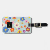 Moderne waterverf bloeit zwart goud monogram bagagelabel (Voorkant horizontaal)