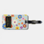 Moderne waterverf bloeit zwart goud monogram bagagelabel (Achterkant horizontaal)