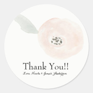 Moderne Waterverf Bloem Bloem Bruiloft Favor Ronde Sticker