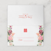 Moderne waterverf bloem Chinese bruiloft Plaatskaartje (Buitenkant ongevouwen)