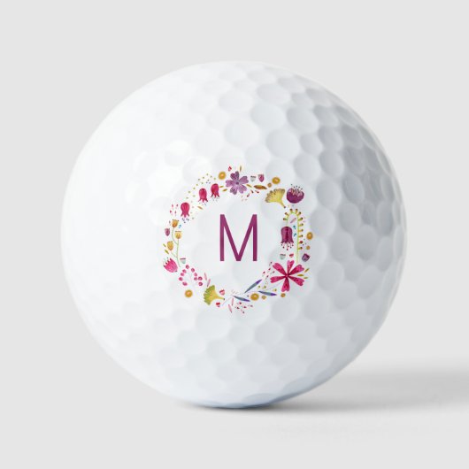 Moderne Waterverf bloem Golfballen (Voorkant)