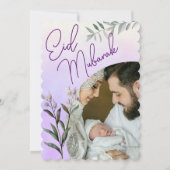 Moderne waterverf bloem islamitische Eid Mubarak f Feestdagenkaart (Voorkant)