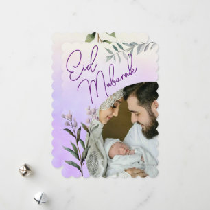 Moderne waterverf bloem islamitische Eid Mubarak f Feestdagenkaart