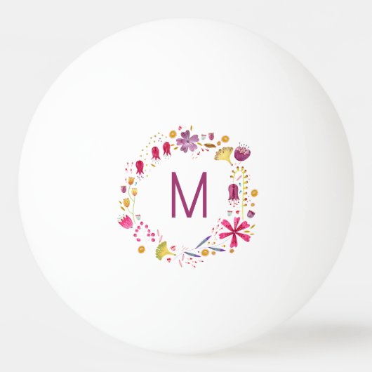 Moderne Waterverf bloem Pingpongbal (Achterkant)