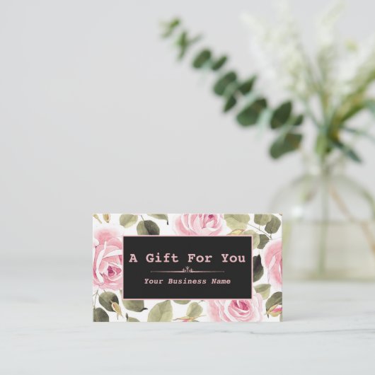 Moderne Waterverf Bloem Roos Zwart Make-up Artist Klantenkaartje (Staand voorkant)