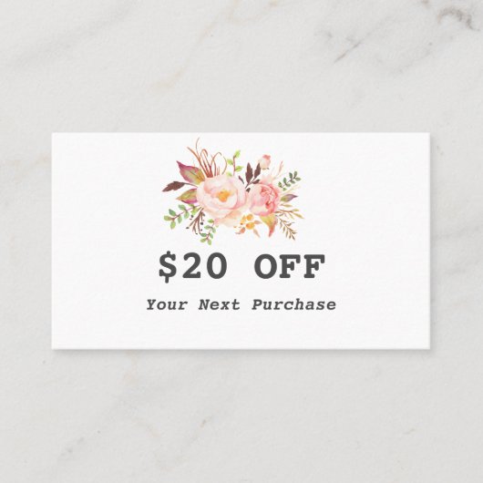 Moderne Waterverf Bloem Roze Goud Make-up Artiest Kortingskaartje (Voorkant)
