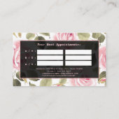 Moderne Waterverf Bloem Roze Gouden Make-up Afsprakenkaartje (Achterkant)