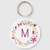 Moderne Waterverf bloem Sleutelhanger (Voorkant)