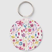 Moderne Waterverf bloem Sleutelhanger (Achterkant)