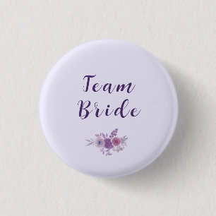 Moderne Waterverf Bloem Team Bruid Bruidsfeest Ronde Button 3,2 Cm
