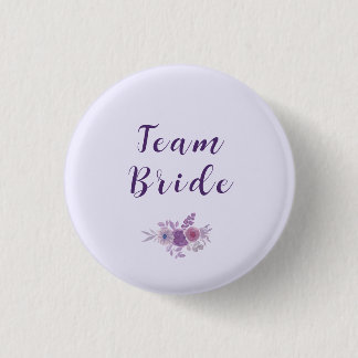Moderne Waterverf Bloem Team Bruid Bruidsfeest Ronde Button 3,2 Cm