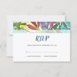 Moderne Waterverf bloemblaadje turquoise bruiloft RSVP Kaartje