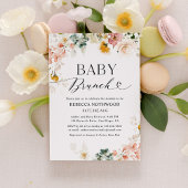 Moderne Waterverf Bloemen Baby Brunch Kaart