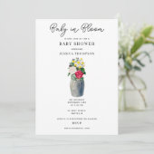 Moderne Waterverf Bloemen Baby in Bloom Baby showe Kaart (Staand voorkant)