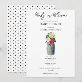 Moderne Waterverf Bloemen Baby in Bloom Baby showe Kaart